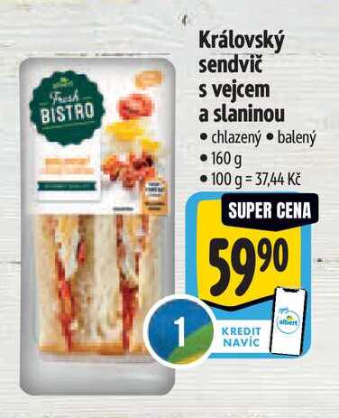   Královský sendvič s vejcem a slaninou  160 g