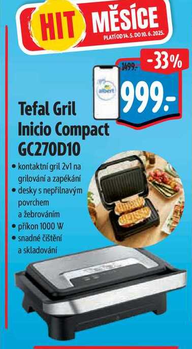 Tefal Gril Inicio Compact GC270D10 