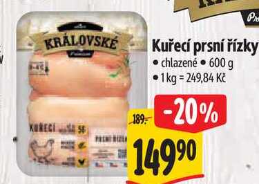Kuřecí prsní řízky chlazené, 600 g