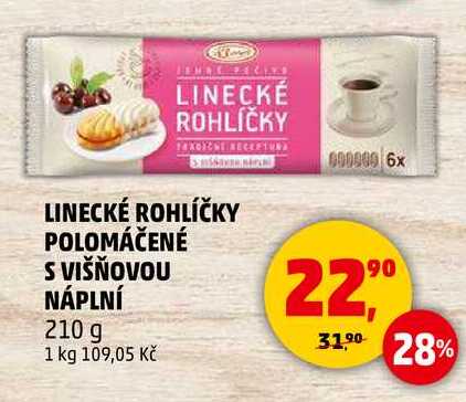 LINECKÉ ROHLÍČKY POLOMÁČENÉ S VIŠŇOVOU NÁPLNÍ, 210 g 