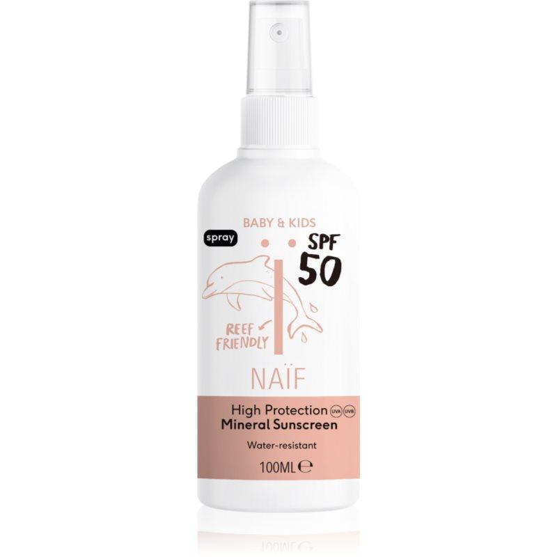 Naif Baby & Kids Mineral Sunscreen SPF 50 sprej na opalování pro děti od narození 100 ml