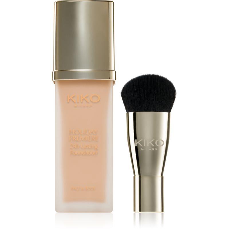 KIKO Milano Holiday Première 24h Lasting Foundation voděodolný tekutý make-up se štětcem odstín 02 Beige 28 ml