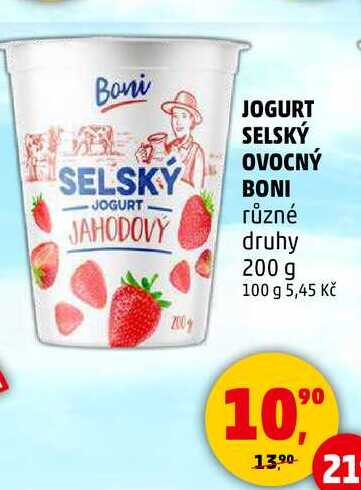 JOGURT SELSKÝ OVOCNÝ BONI různé druhy, 200 g 