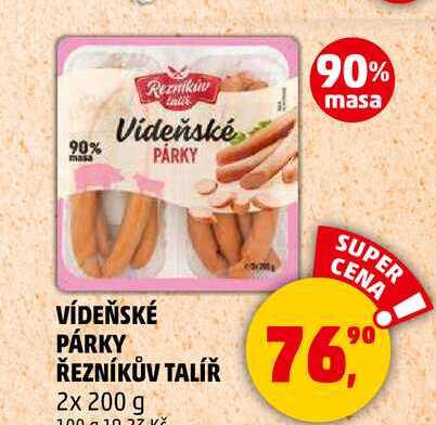 VÍDEŇSKÉ PÁRKY ŘEZNÍKŮV TALÍŘ, 2x 200 g  