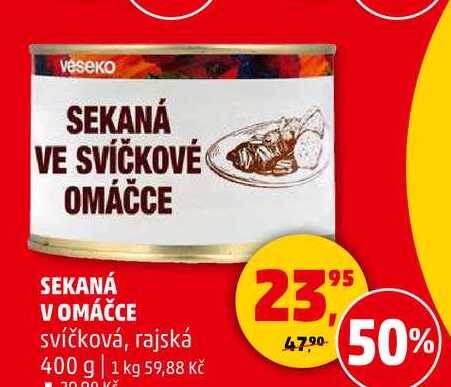 SEKANÁ V OMÁČCE svíčková, rajská, 400 g 