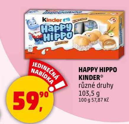 HAPPY HIPPO KINDER různé druhy, 103,5 g 