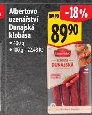 Albertovo uzenářství Dunajská klobása, 400 g 