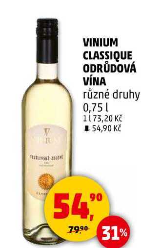 VINIUM CLASSIQUE ODRŮDOVÁ VÍNA různé druhy, 0,75 l