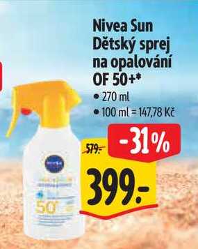 Nivea Sun Dětský sprej na opalování OF 50+, 270 ml  