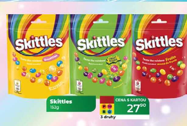Skittles 152g, vybrané druhy