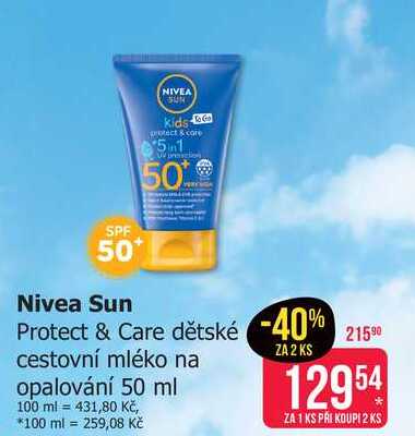 Nivea Sun Protect & Care dětské cestovní mléko na opalování 50 ml 