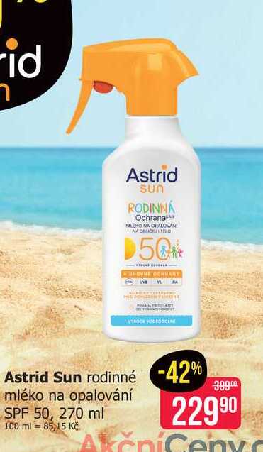 Astrid Sun rodinné mléko na opalování SPF 50, 270 ml