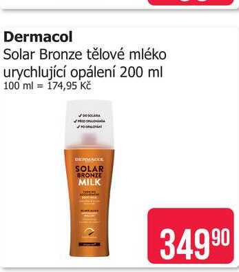 Dermacol Solar Bronze tělové mléko urychlující opálení 200 ml 