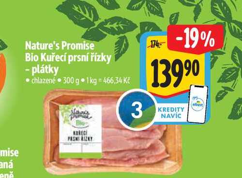  Nature's Promise Bio Kuřecí prsní řízky - plátky 300 g