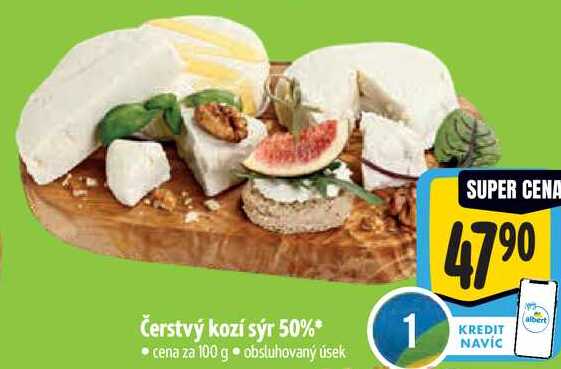 Čerstvý kozí sýr 50%, cena za 100 g