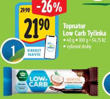 Topnatur Low Carb Tyčinka, 40 g 