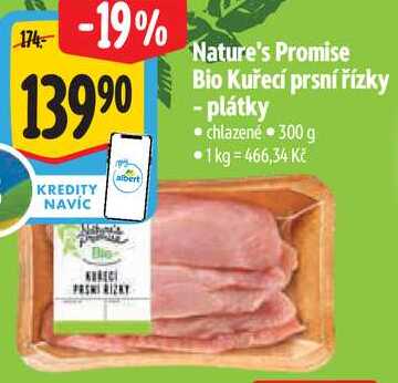 Nature's Promise Bio Kuřecí prsní řízky - plátky, 300 g