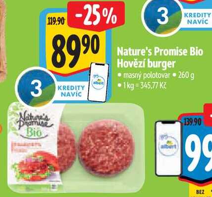 Nature's Promise Bio Hovězí burger, 260 g