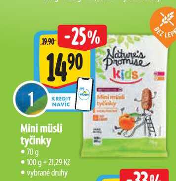   Mini müsli tyčinky 70 g  