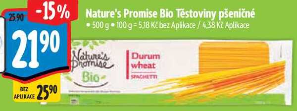 Nature's Promise Bio Těstoviny pšeničné, 500 g