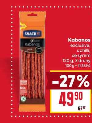 Kabanos exclusive, s chilli, se sýrem 120 g
