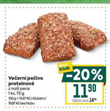 Večerní pečivo proteinové z naší pece 1 ks, 75 g