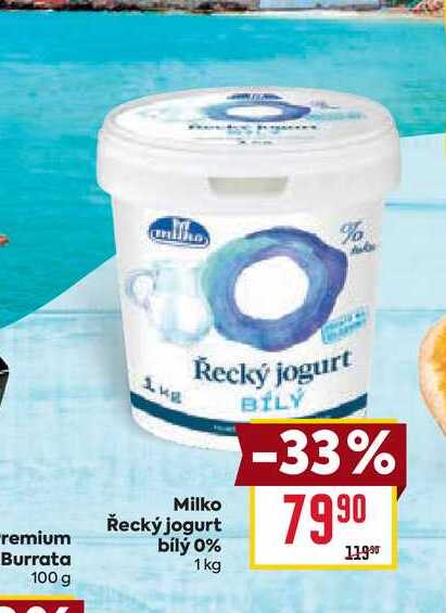 Milko Řecký jogurt bílý 0% 1 kg 