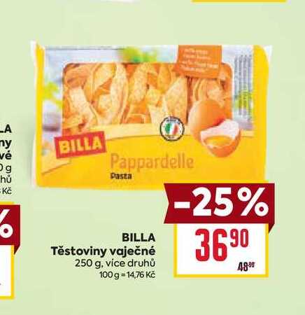 BILLA Těstoviny vaječné 250 g