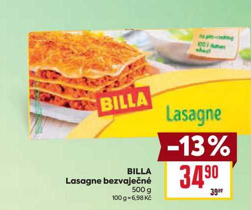 BILLA Lasagne bezvaječné 500 g