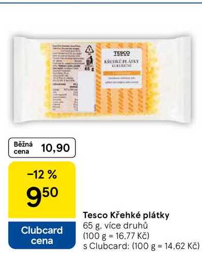 Tesco křehké plátky, 65 g, více druhů 