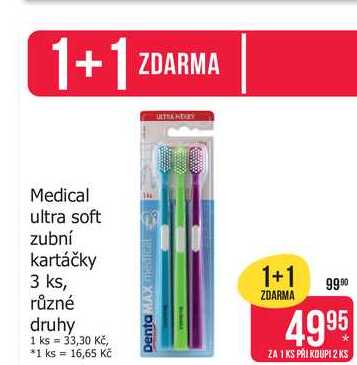 Medical ultra soft zubní kartáčky 3 ks, různé druhy 