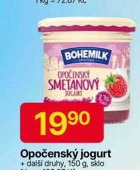 BOHEMILK Opočenský jogurt 150 g, sklo 