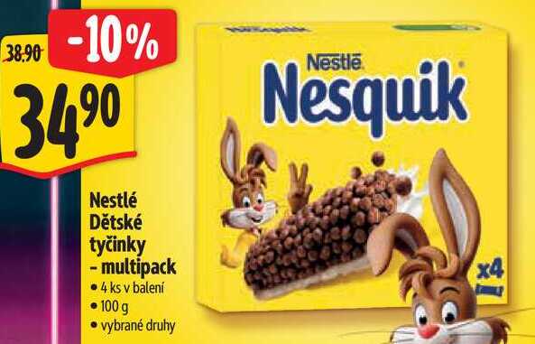 Nestlé Dětské tyčinky - multipack 4 ks, 100 g