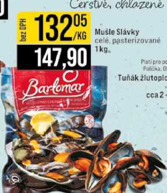 Mušle Slávky celé, pasterizované 1kg 