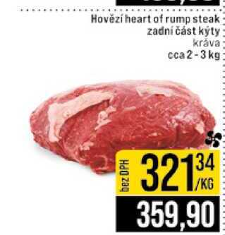 Hovězí heart of rump steak zadní část kýty kráva cca 2-3 kg
