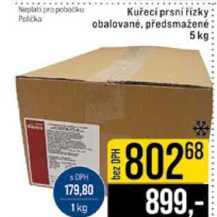Kuřecí prsní řízky obalované, předsmažené 5 kg 