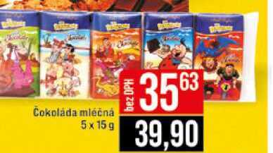 Čokoláda mléčná 5 x 15 g 