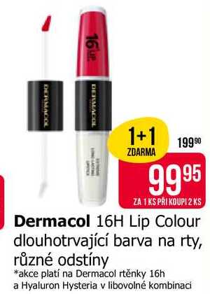 Dermacol 16H Lip Colour dlouhotrvající barva na rty, různé odstíny 