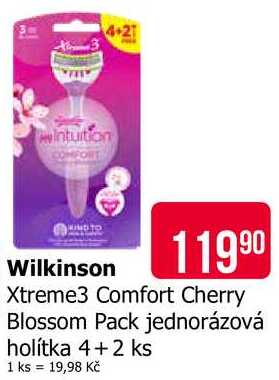 Wilkinson Xtreme3 Comfort Cherry Blossom Pack jednorázová holítka 4+2 ks 