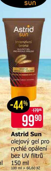 Astrid Sun olejový gel pro rychlé opálení bez UV filtrů 150 ml 