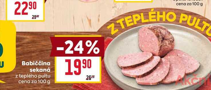 Babiččina sekaná z teplého pultu cena za 100 g 
