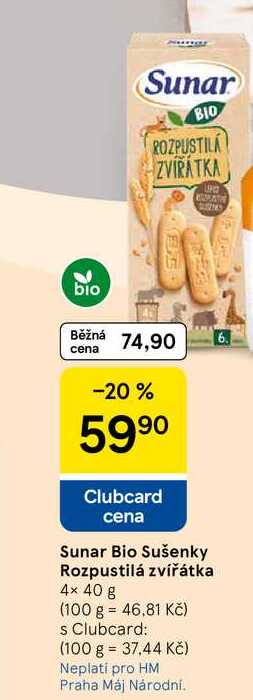 Sunar Bio Sušenky Rozpustilá zvířátka, 4× 40 g 