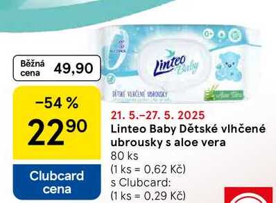 Linteo Baby Vlhčené dětské ubrousky s aloe vera, 80 ks