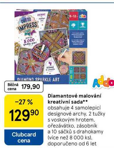 Diamantové malování kreativní sada, obsahuje 4 samolepicí designové archy