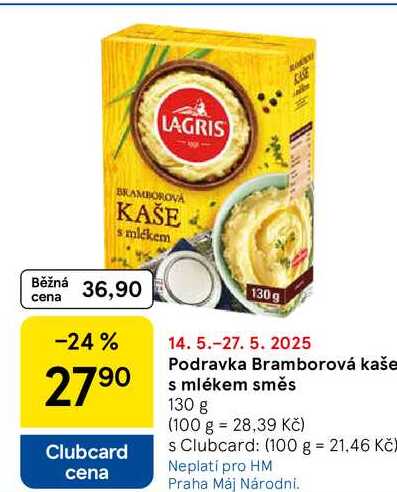 Podravka Bramborová kaše s mlékem směs, 130 g  
