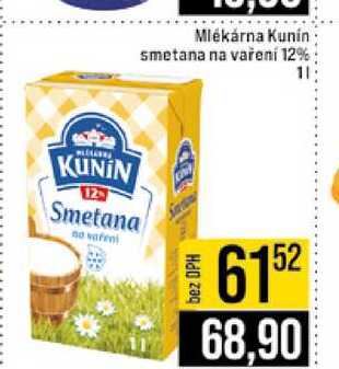 Mlékárna Kunín smetana na vaření 12% 1l 