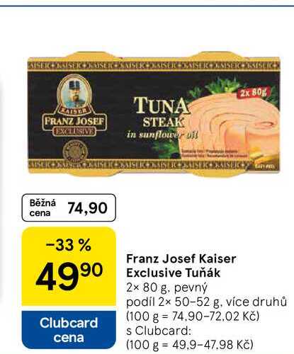 Franz Josef Kaiser Exclusive Tuňák, 2× 80 g 