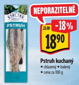 Pstruh kuchaný, cena za 100 g 