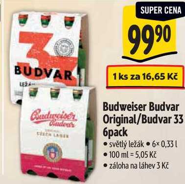 Budweiser Budvar 33 6pack, 6x 0,33 l