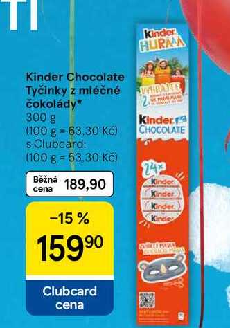 Kinder Chocolate Tyčinky z mléčné čokolády, 300 g 
